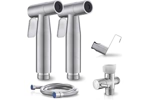 2 Packs BRITULIF Bidet Sprayer for Toilet, Hand Sprayer with Adjustable Jet Spray for Toilet Handheld Bidet Cloth Diaper Sprayer Set Muslim Shower Bidet Handheld-Easy to Install
