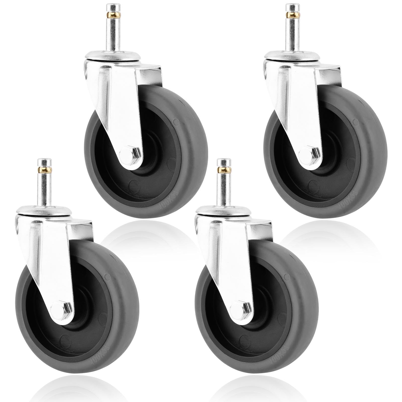 Photo 1 of 4 Inches Stem Caster Wheels, 7/16-Inch Stem Diameter Swivel Casters Set of 4 Heavy Duty TPR Replacement Wheels for Utility Cart Rubbermaids Mop Bucket Cart Grill Casters(Color:Black)