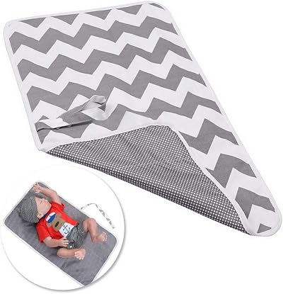 nuoshen Nappy Changing Mat Foldable Diaper Pad Waterproof Gray Waves 60x35 cm
