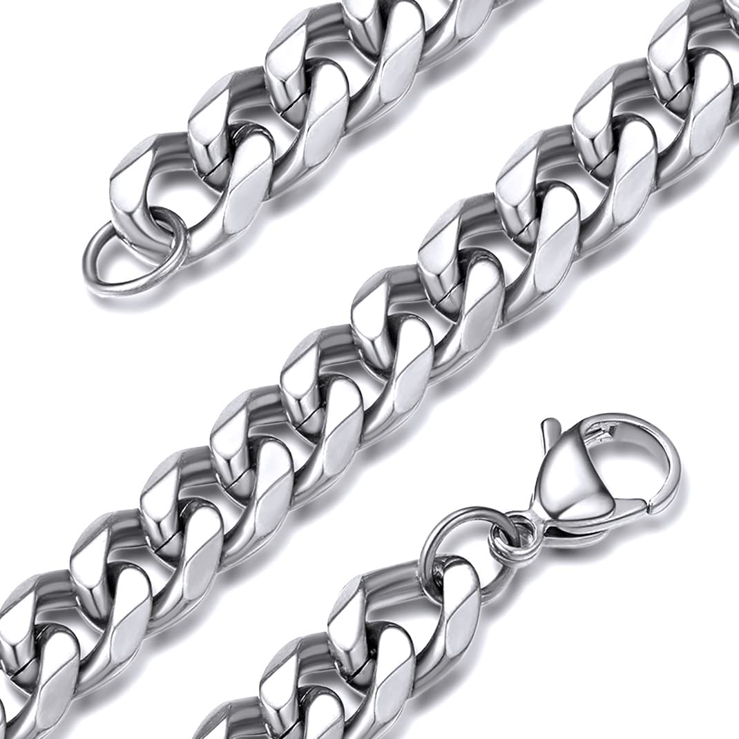 GOLDCHIC JEWELRY Chunky Curb Chain Necklace for Men Women, 9mm Cuban Link Jewellery