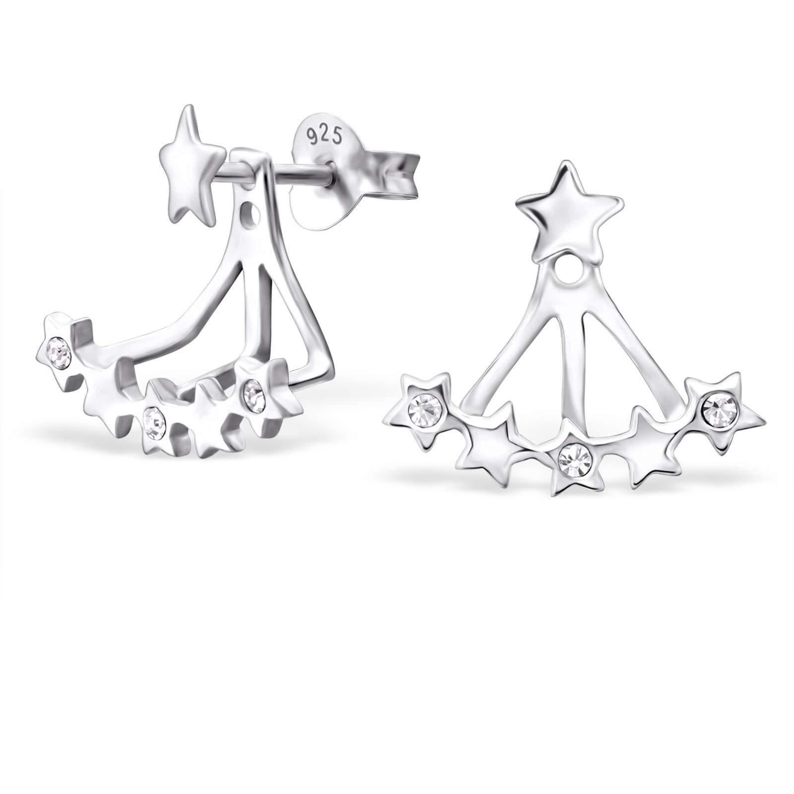 The Rose & Silver Company Women 925 Sterling Silver Star Ear Cuff Stud Earrings