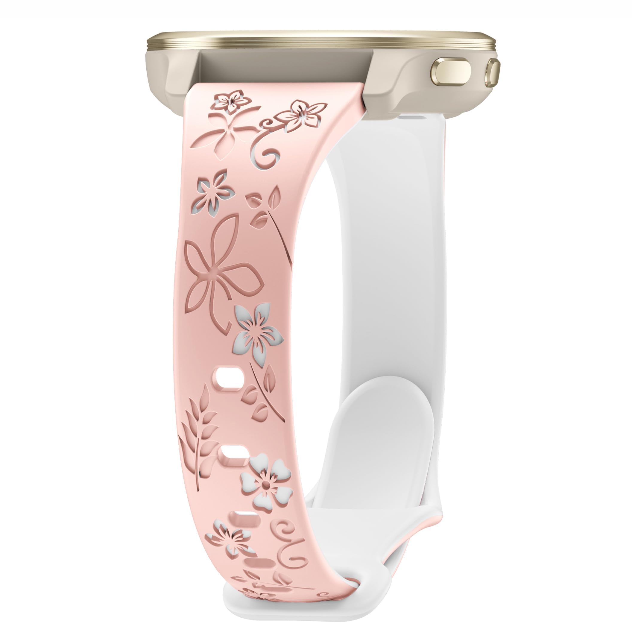 Laband 18mm Floral Engraved Band Compatible With Garmin Venu 3S 41mm/Venu 2S/Vivoactive 4S/Vivomove 3S/Venu 4 41mm/Forerunner 255S/Forerunner 265S,Soft Slim Silicone Cute Embossed Flower Strap for Men