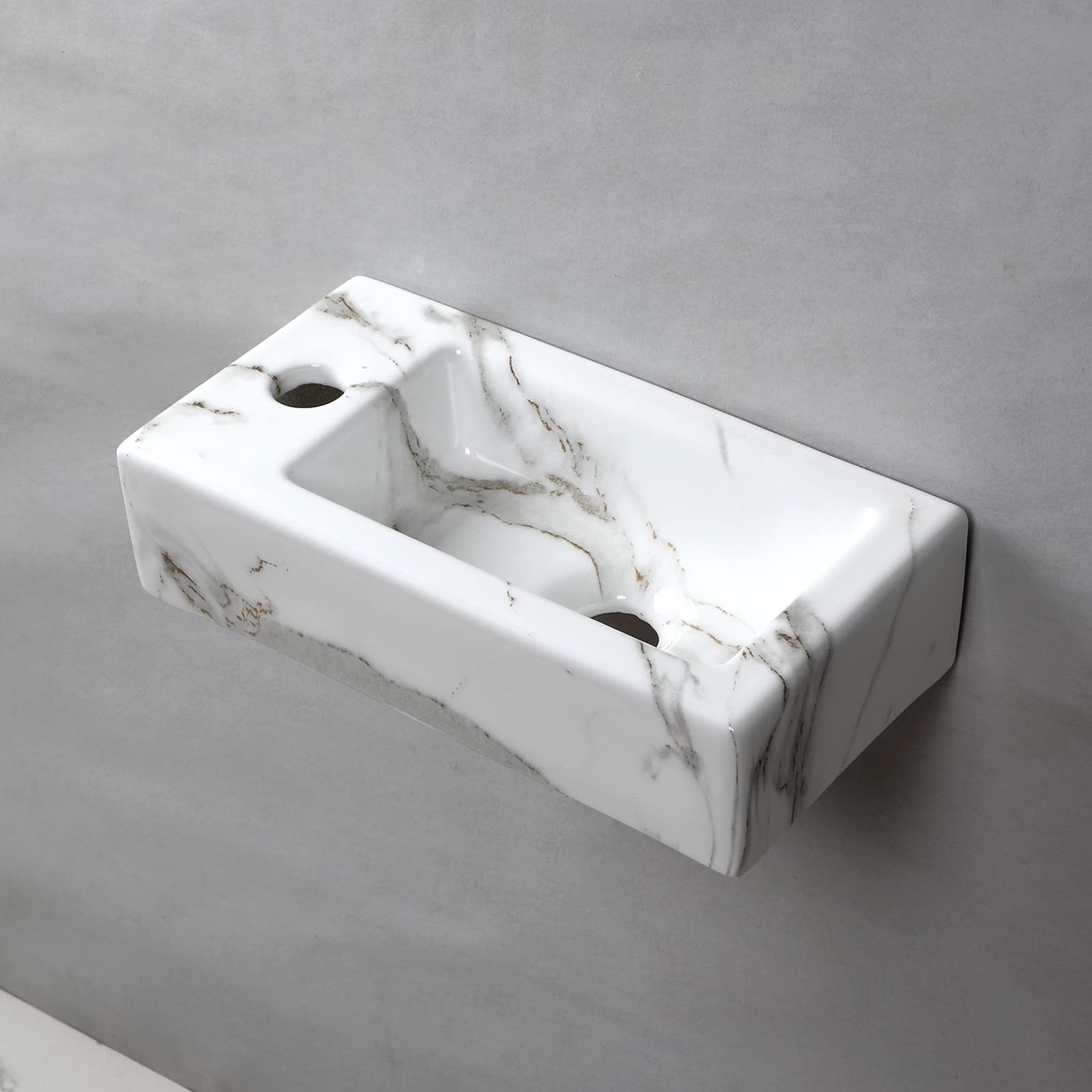 Marble Wall Hung Basin Sink Small Bathroom Sink Rectangle Ceramic Wash ...
