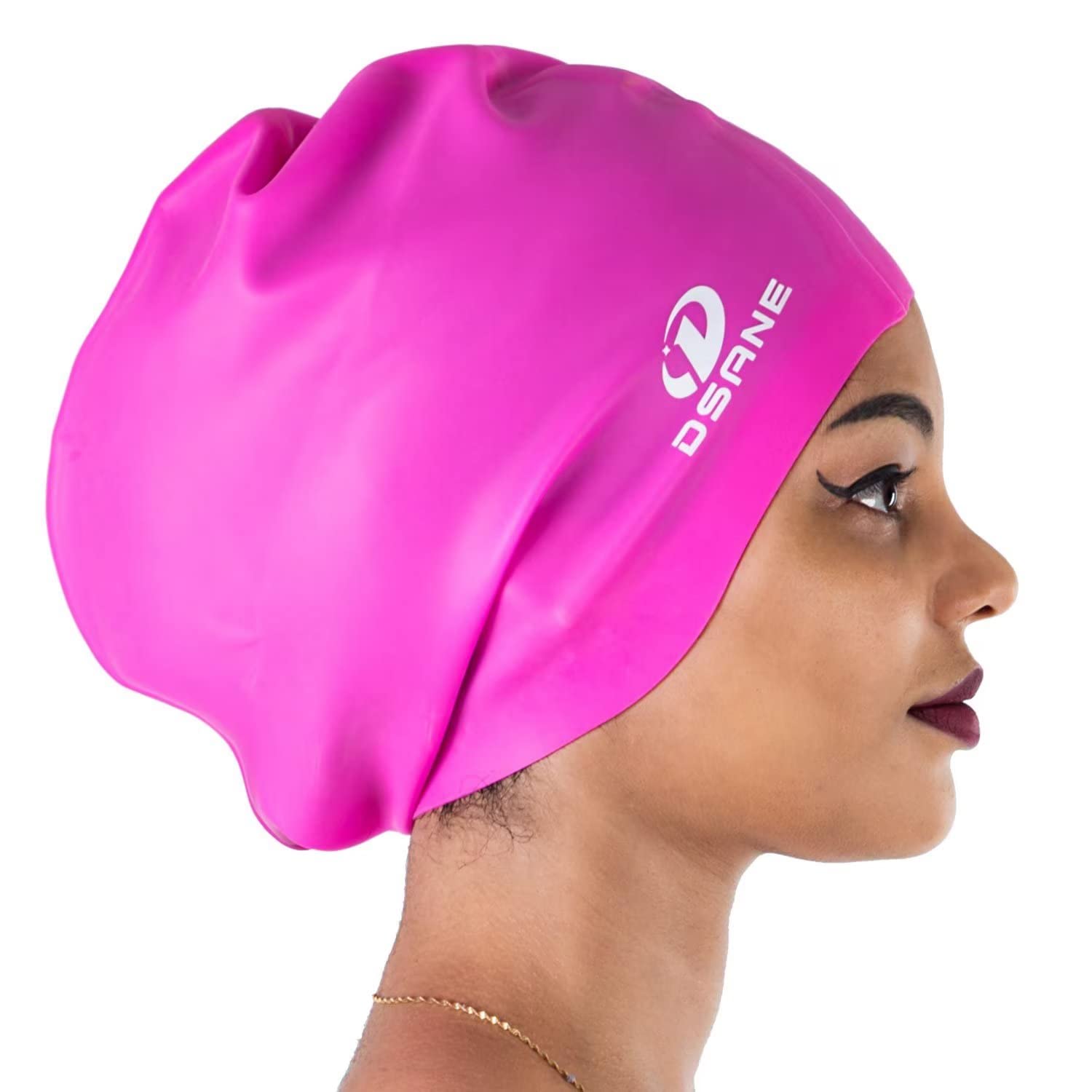 Dsane Extra Large Swimming Cap Women and Men,Special Design Swimming Hat for Long Hair,Swim Cap for Very Long Thick Curly Hair&Dreadlocks Weaves Braids Afro Silicone Keep Your Hair Dry