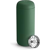 Fellow 16 oz Carter Move Travel Mug - Vacuum-Insulated Stainless Steel Travel Coffee Mug - Coffee Tumbler with Ceramic Interior and Splash Guard - Cargo Green