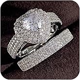RKKOJJO 925 Sterling Silver Cubic Zirconia Stacking Ring Heart Diamond Ring Engagement Ring Wedding Band Rings for Women