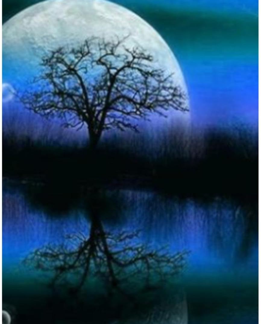 Lavany 5D Diamond Painting By Number Kits Full Drill Crystal Rhinestone Diamond Embroidery Paintings Pictures Arts Craft for Wall Decor,Stamped Cross Stitch Kits,Moon Tree (Bโ)