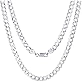 Nuragold 14k Real White Gold Solid Cuban Curb Link 6mm Chain Necklace (16"-30") Italian Jewelry for Men