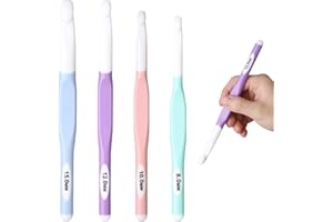 Froggod 4 Sizes Large Crochet Hooks Set, 8mm 10mm 12mm 15mm Crochet Hooks for Chunky Yarn, Long Ergonomic Crochet Needles with Rubber Handle