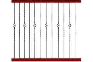 Langdoly Square Wrought Iron Plain Balusters Hollow Iron Spindles for Indoor Stairs (Pack of 12) New Artistic Textured Black