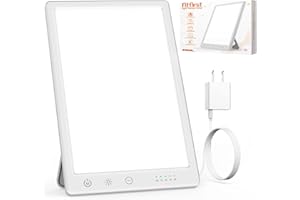 Fitfirst Light Lamp, 10000 Lux Simulated Sunlight, Gift for Women, 3 Color Temperature, 4 Brightness Levels, 15-60min Timer, Touch Control LED Lamp for Indoor with Adapter