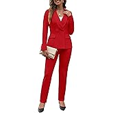 Women's Fall Business Pant Suit Long Sleeve Formal 2 Piece Blazer Set Casual Office Work Outfits 2024