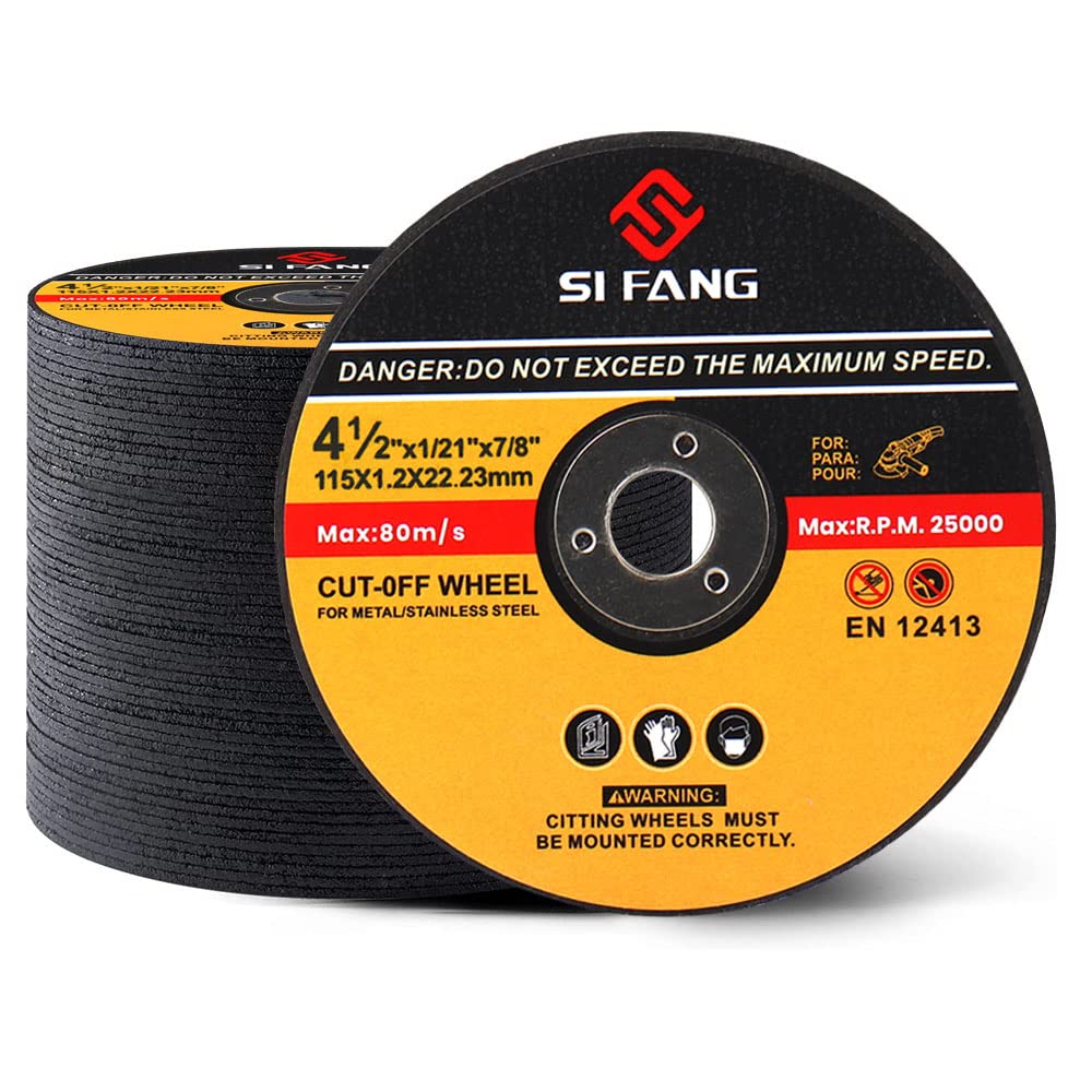 SI FANG 25 Pack Cut Off Wheels 115 x 1.2 x 22.23mm Thin Metal Cutting Discs Blades, Metal & Stainless Steel Aggressive Cutting Wheel Grinding Discs for 4.5 inch Angle Grinder