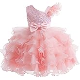 Miipat Girls Pageant Party Dress Ruffle Flower Kids Wedding Ball Gown Sequin Formal Princess Dress 4-9 Years
