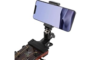 hongliang Smart Guitar Headphone Holder Mount,Universal Guitar Accessories for Live Broadcast,Teaching,Recording, Compatible for iPhone and Android Phones,Fits Electric Guitar,Bass,Ukulele