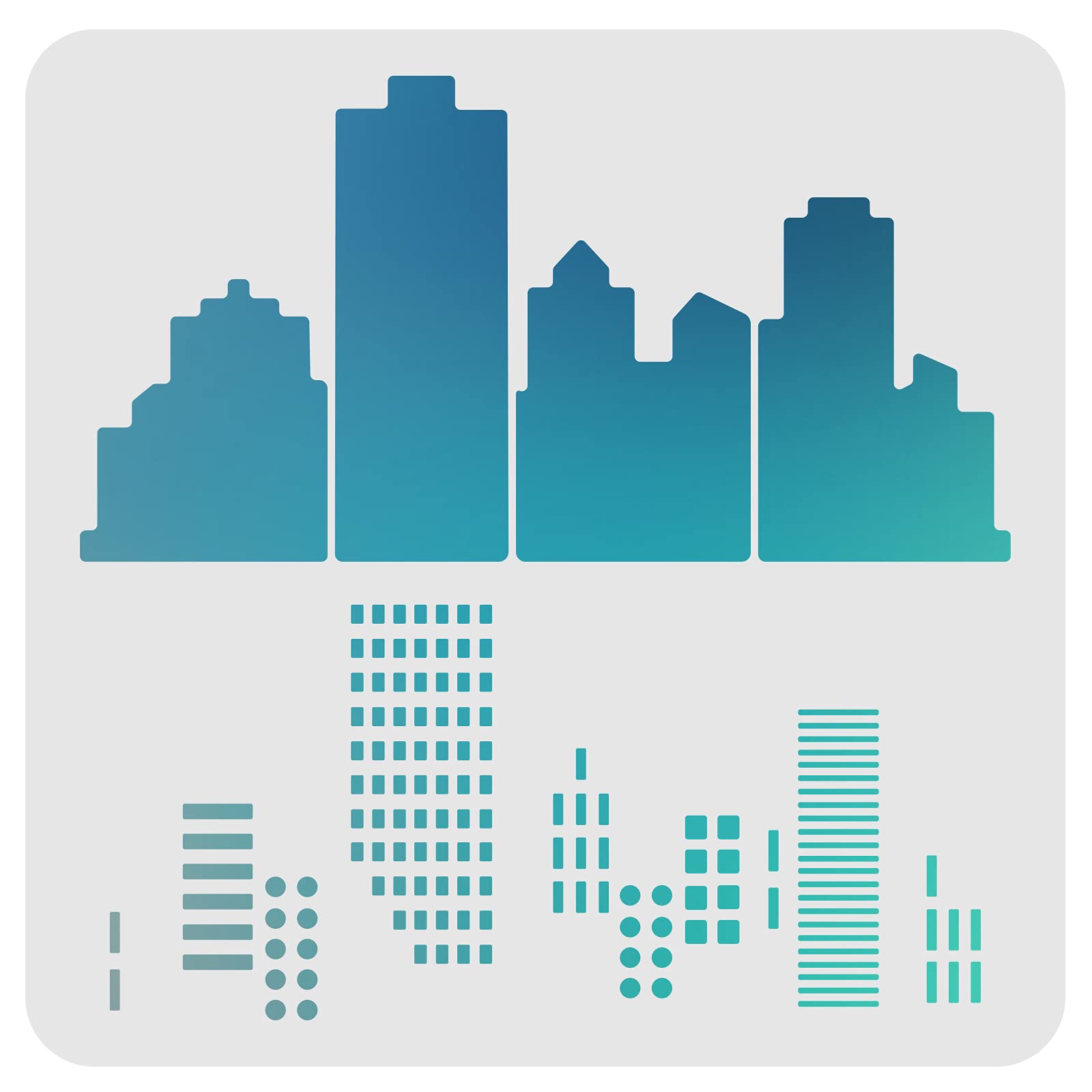 FINGERINSPIRE Cityscape Stencils Template 30x30cm Plastic City Building Morse Code Drawing Painting Stencils Square Reusable Stencils for Painting on Wood, Floor, Wall and Tile