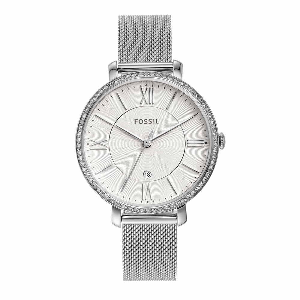 Fossil Watch for Women Jacqueline, Quartz Movement, 36 mm Silver Stainless Steel Case with a Stainless Steel Strap, ES4627