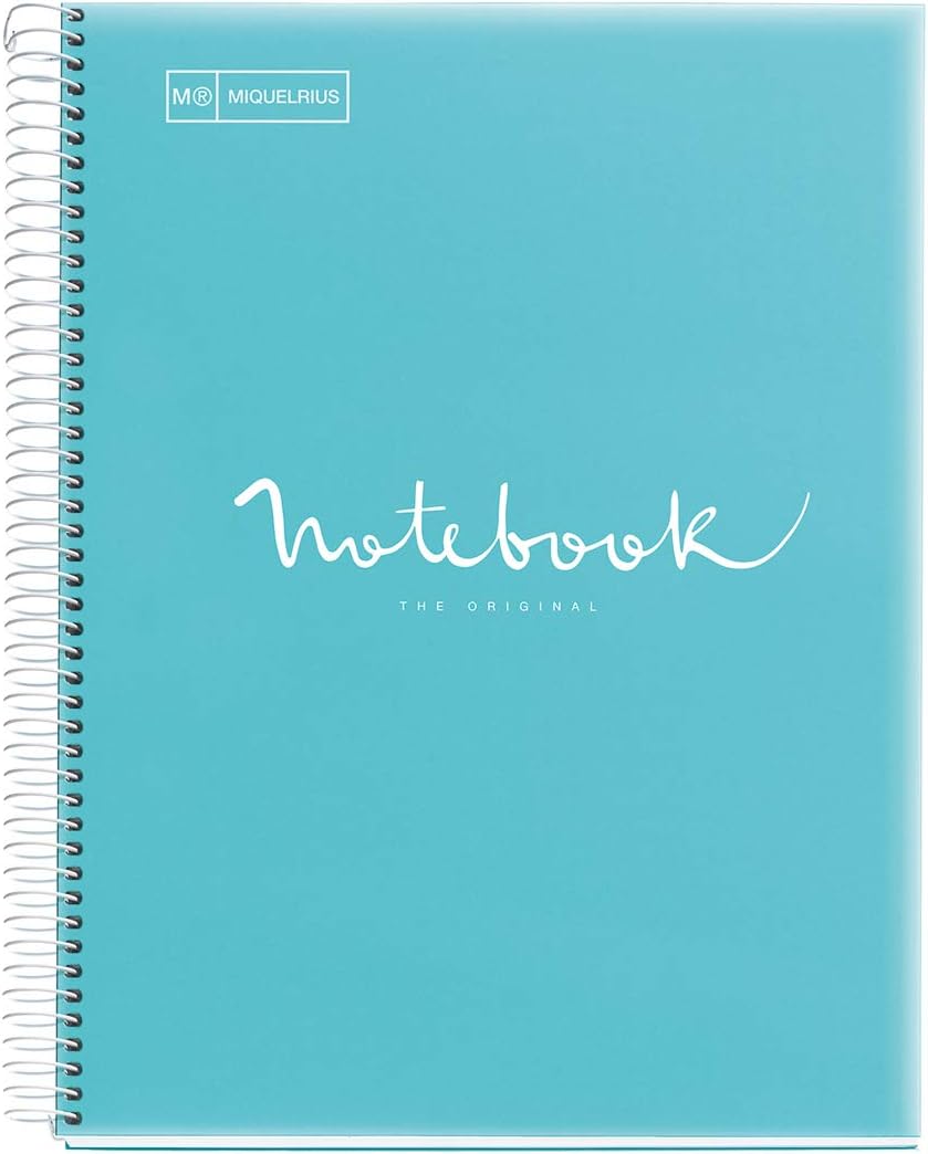 Miquelrius A4 Spiral Notebook, Emotions Navy - Grid Sky Blue, A4 Plástico