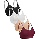 Omisy 4 Pcs Cami Bralettes for Women, Padded Sport Bra Pack No Underwire with Dual Straps for Sleeping, Yoga, Lounging