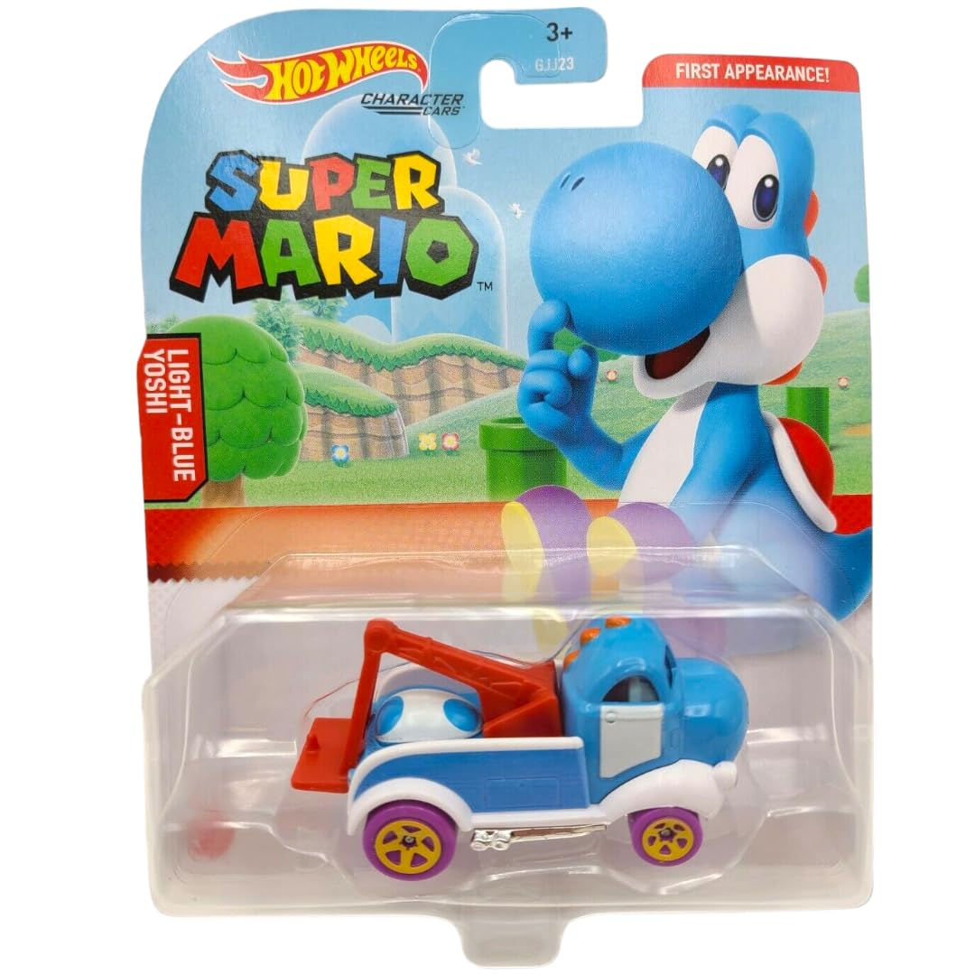 Hot Wheels Super Mario Light Blue Yoshi Car Nintendo Vehicle Kart Mattel
