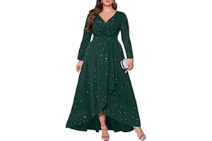 Pinup Fashion Plus Size Formal Dresses - Evening Gowns Wedding Guest Gala Prom Glitter Long Dress with Slit