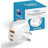 Ceptics Australia, China Travel Adapter - 5 Input with 20W PD-QC 3.1A Dual USB-C and USB - Ultra Compact - Light Weight - USA to Any Type I Countries Such as New Zealand, Argentina and More