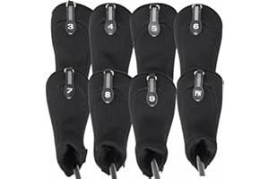 Black All Hybrid Headcover Set 3 4 5 6 7 8 9 Pw Golf Club Covers Head Cover Neoprene Mesh Complete