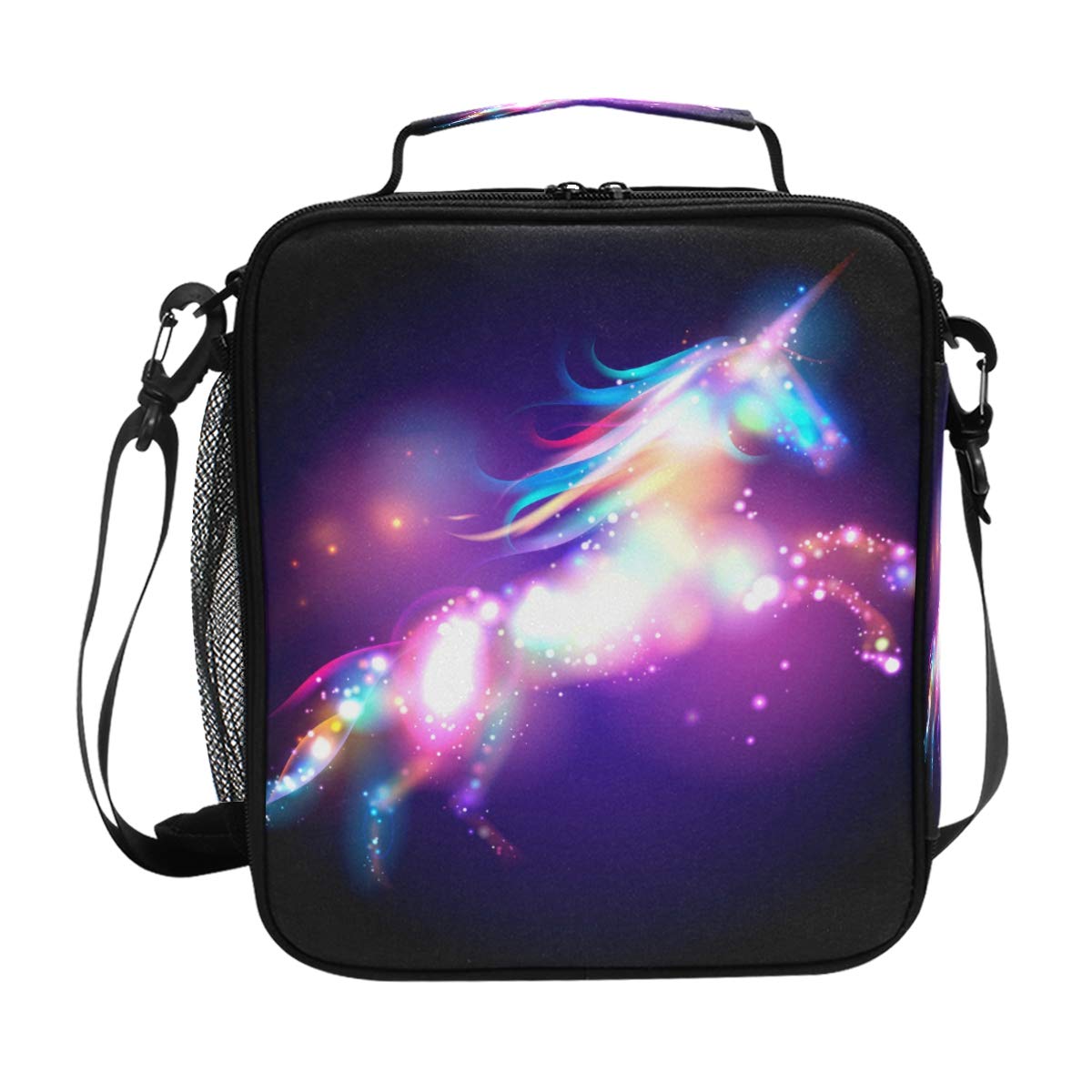 ALAZA Girls Unicorn Lunch Bags Galaxy Horse Cool Large Insulated Lunch Box Tote Bag Cold Thermal Freezable Shoulder Strap for Kids Teen School Work
