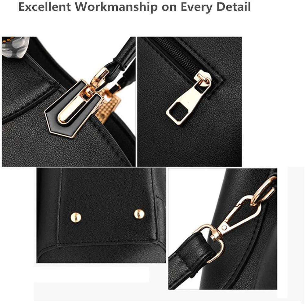 AlwaySky Women Rose Design Handbag, PU Leather Top Handle Bag, Tote Satchel Bag for Ladies Office Travel Shopping - Image 5