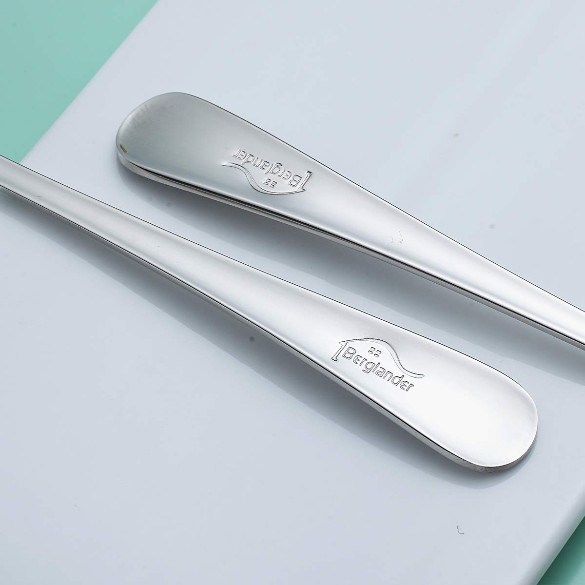 Salad Server Set, Berglander Stainless Steel Salad Serving Set, Salad Servers, Salad Spoon, Salad Fork, Pack of 2 (Shiny Silver)