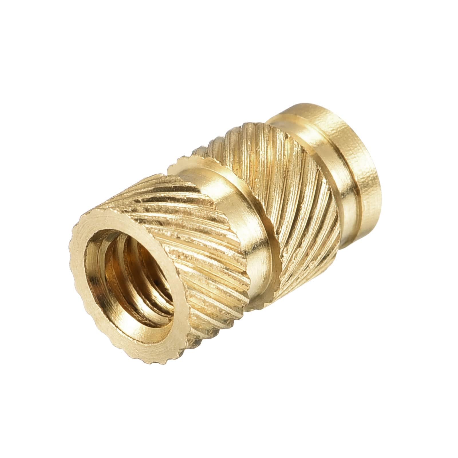 TOP-VIGOR 60Pcs M4 Threaded Knurled Insert Nuts, M4 x 10mm x 6mm OD 3D Printing Brass Nuts, Female Threaded Inserts Brass Heat Set Insert Embedment Nut for 3D Printing