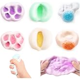 Chicooan 6 Pack Stress Balls, 3 Textures Crunchy Sand Squishy Balls ASMR Toys with Air Pumps Smoothie Balls for Stress Relief, Squeeze Fidget Toys for Party Favors Employee Gifts