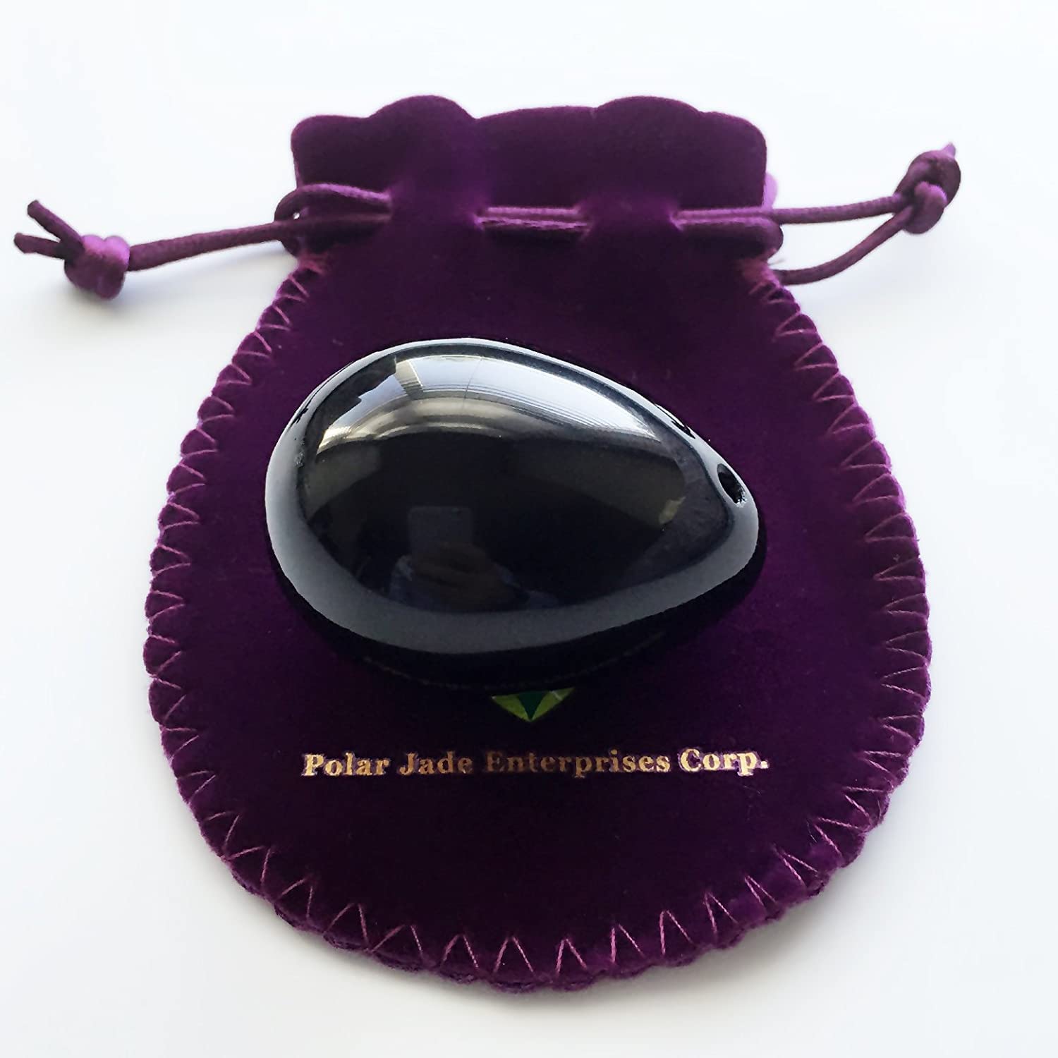 Polar Jade Yoni Egg of Obsidian Gemstone (Kegel Jade Egg), Drilled (5x3.5 cm (Pack of 1))