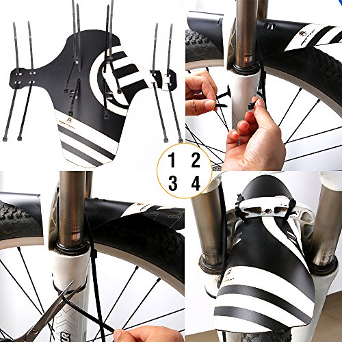 HCFGS MTB Mudguard, Mountain Bike Fenders Quick Release Cycling Fender, Compatible with Front and Rear, Fits 26", 27.5", 29", Plus Size and Fat Bike Wheel Sizes (Red 2pcs) - Thumbnail 5