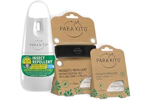 PARAKITO Mosquito, Insect & Bug Spray Bundle - Includes Spray, Black Wristband & 4 Refills | DEET Free, Citronella Essential Oils, Perfect for Camping, Hiking, Travel Outdoor Activities