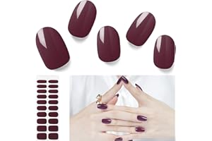 Nelikoo Semi Cured Gel Nail Strips, 20 PCS Gel Nail Stickers Work with UV Light, Gel Nail Wraps, Salon Quality & Easy to Use - Dark Night Purple