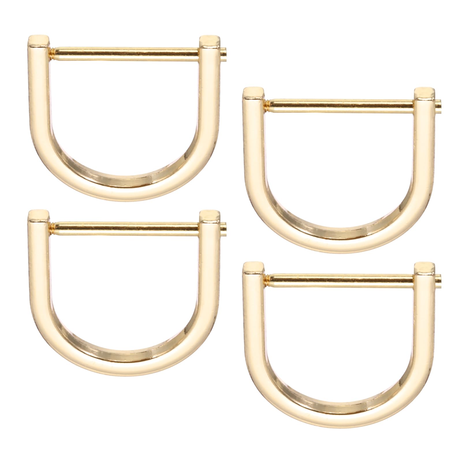 PATIKIL 1" D-Rings Screw in Shackle, 4 Pcs Horseshoe U Shape D Ring Zinc Alloy Semicircle Buckles Replacement for Purse Keychain Collar Accessories Craft, Light Gold