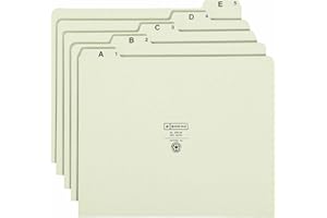 Smead Pressboard Guides, 1/5-Cut Tab (A-Z), Letter Size, Gray/Green, Set of 25 (50376) (Pack of 1)