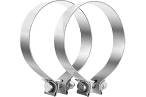 Vitonsbay 5.0 Inch Exhaust Clamp,5 Inch Narrow Exhaust Muffler Band Clamp Stainless Steel (2Pcs)