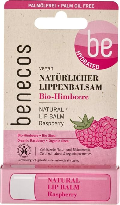 benecos Organic Lip Balm 2x 4.5g Raspberry Natural Vegan BDIH Certified