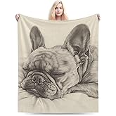 Qycazzw Cute French Bulldog Blanket Gifts for Women Girls Kids Dog Lovers, Puppy Flannel Blankets, Warm Cozy Soft Throw for Bedroom, Camping, Couch, Decor 50x60 in