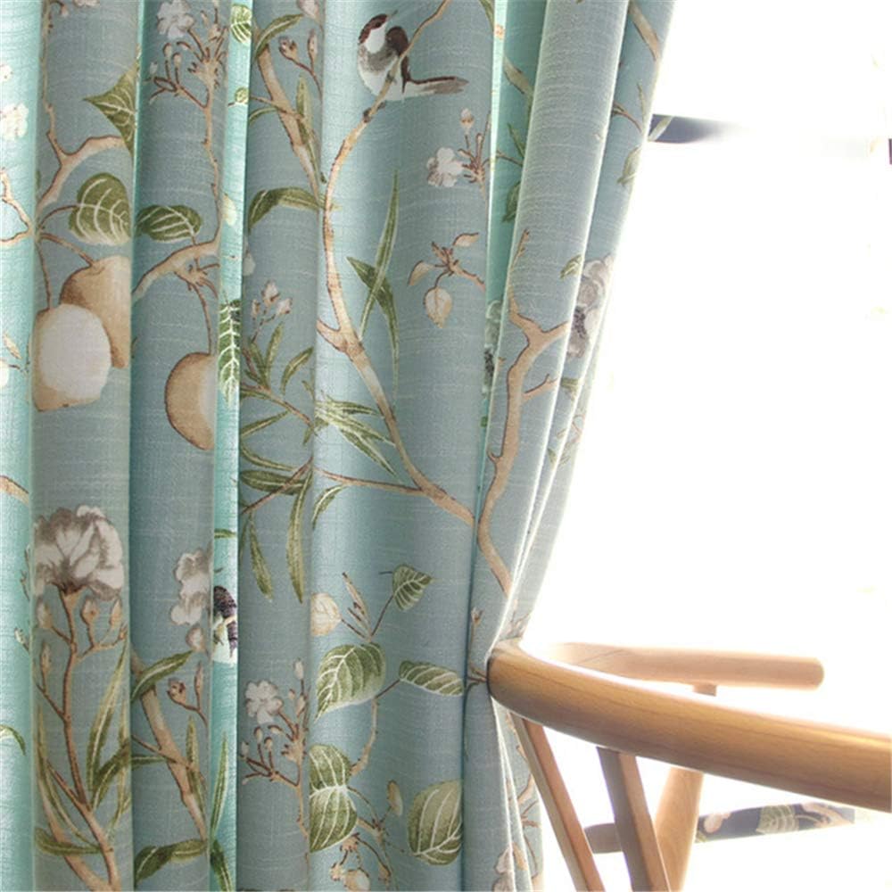 Outdoor Curtains - Vintage Birds Curtains 63 Inches Length Farmhouse Linen Blend Curtain Panels for Patio Door Grommet Country Style Floral Print with Light Filtering for Patio Door Home Decor 1 Panel W55 X L63 Inch