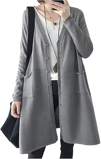 Amazon 秋冬セール エムエルーセ ゆったり ミドル丈 カーディガン セーター Vネック ジャケット アウター 春 秋 冬 レディース ルームワンピース ネグリジェ 通販