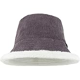 Reversible Corduroy Bucket Hat, Trendy Warm Foldable Fuzzy Fur Bucket Hat for Girls & Women, Ideal for Outdoor Sports