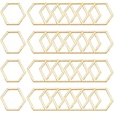 DICOSMETIC 120Pcs Hexagon Open Bezel Charms Golden Hexagon Connector Ring Alloy Linking Rings Hollow Frame Charm Pendants for DIY Resin Crafts Earrings Necklaces Jewelry Making