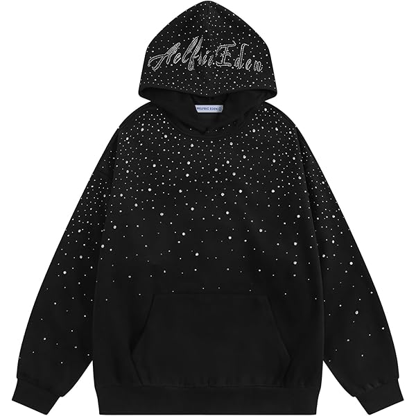 NJNJGO Unisex Rhinestone Graphic Gothic Y2K Jacket Full Zip Up