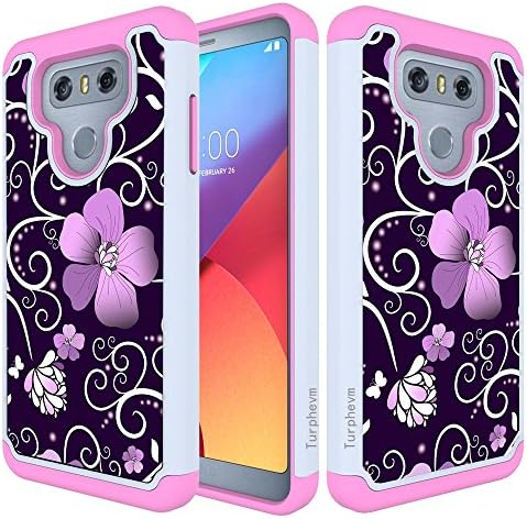 LG G6 Case, LG G6 Plus Case,Turphevm [Shock Absorption] Dual Layer Heavy Duty Protective Silicone Plastic Hybrid Defender Anti-Slip Armor Case Cover For LG G6/LG G6 Plus (Pink Violet)