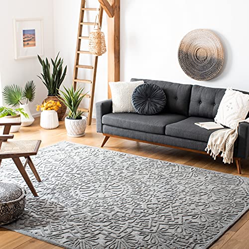 SAFAVIEH Area Rug 8x10 - Trace Collection - Large - Light Grey, Handmade Wool,…