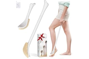 GEENOA New Foot Brush with Adjustable Long Handle, 3-IN-1 Foot Scrubber for Wet or Dry Brushing, 10.2’’- 27.5’’ Foot Scrub Br