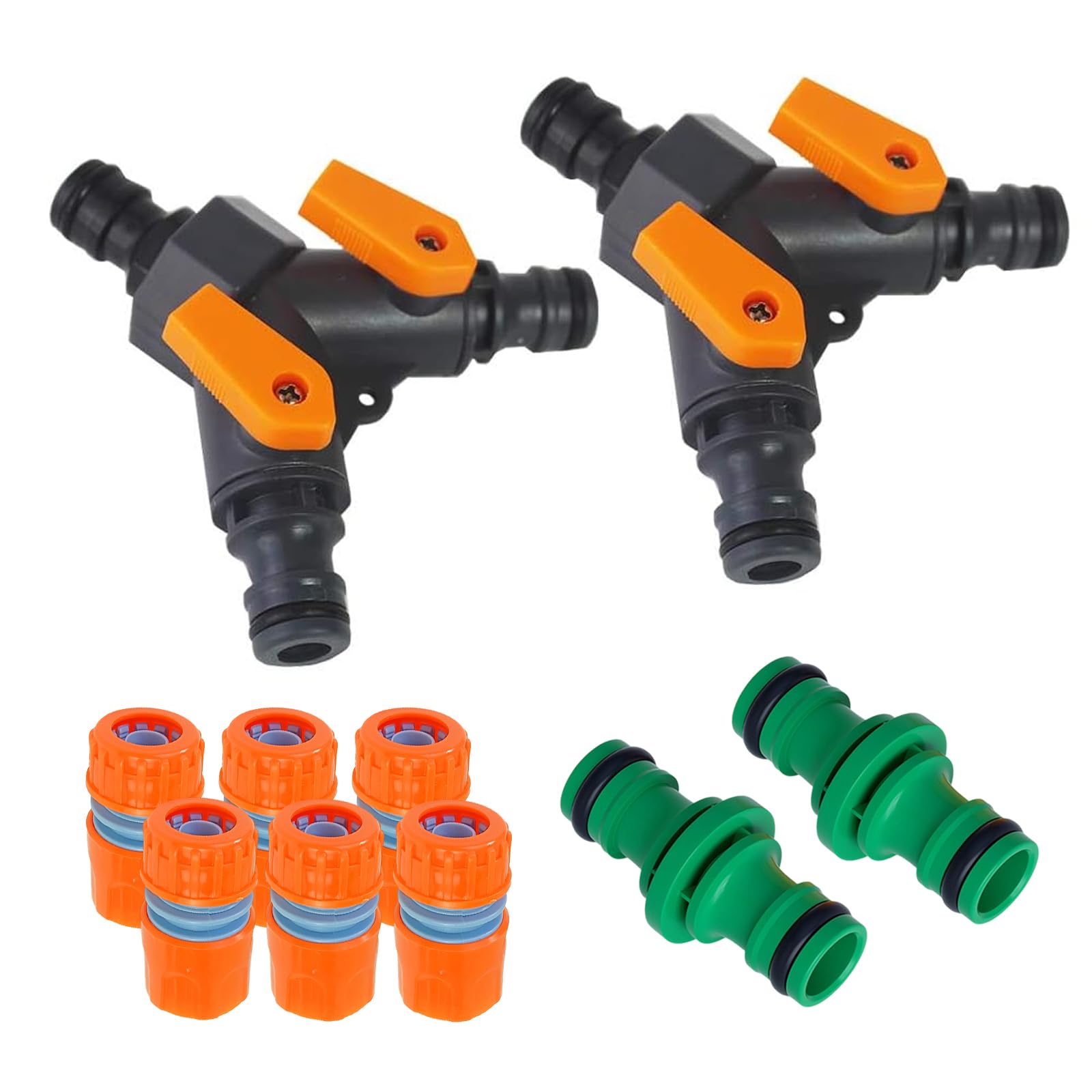Skystuff Garden Hose Splitter with Control Valve Hose End Connectors and Double Pipe Connectors for Outdoor Garden